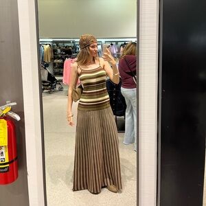 Striped Brown and Tan Maxi Dress